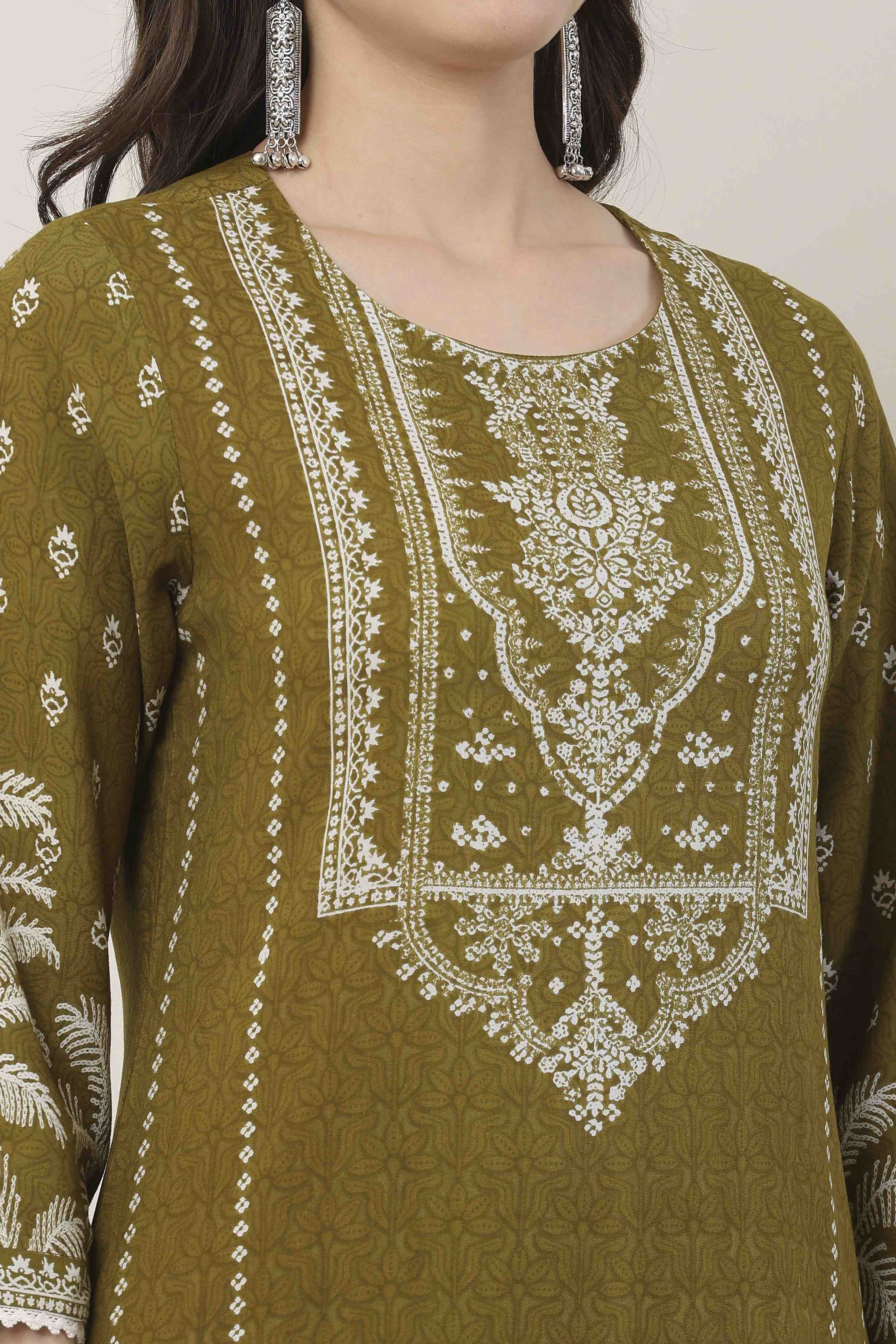 Blue Viscose Rayon Floral Printed Straight Kurta image number 1