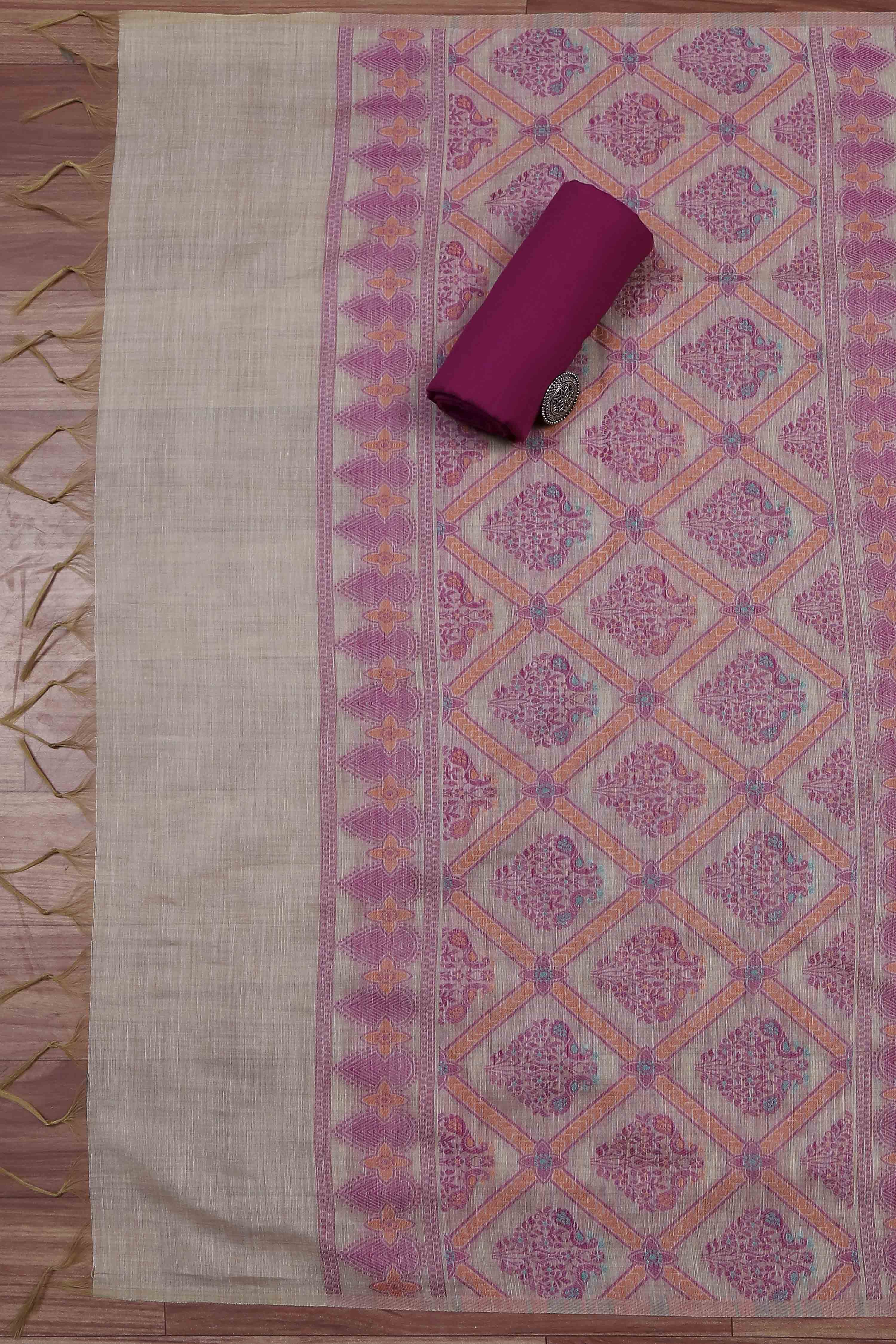 Rani Cotton Jamdani Unstitched Suit Set image number 3