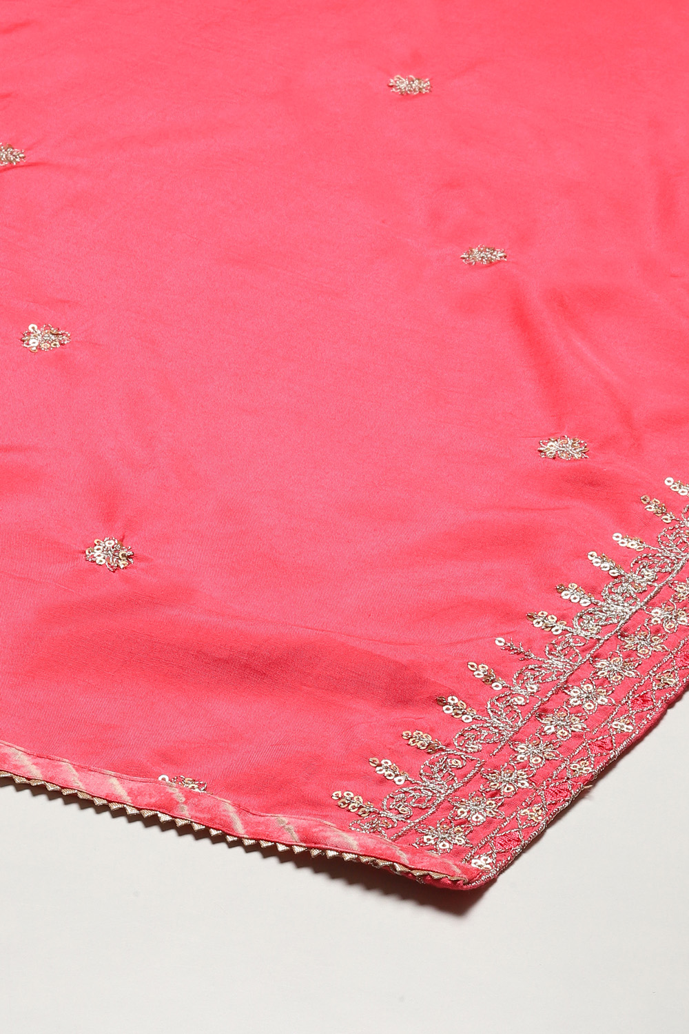 Pink Modal Machine Embroidered Unstitched Suit Set image number 4