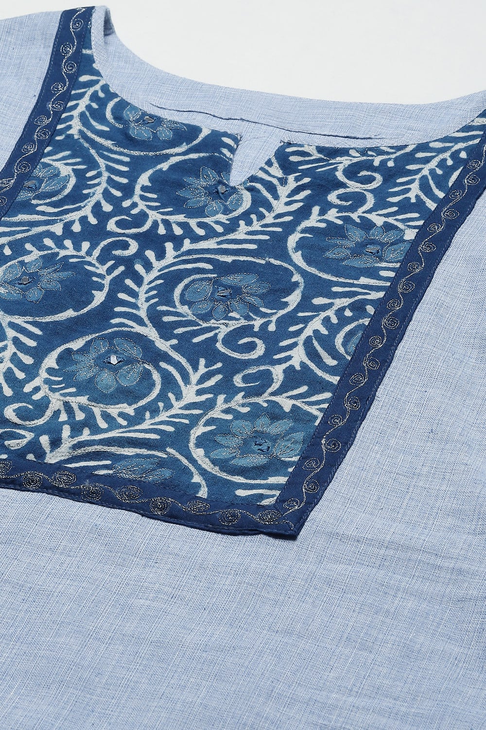 Light Blue Cotton Printed Unstitched Suit Set image number 1