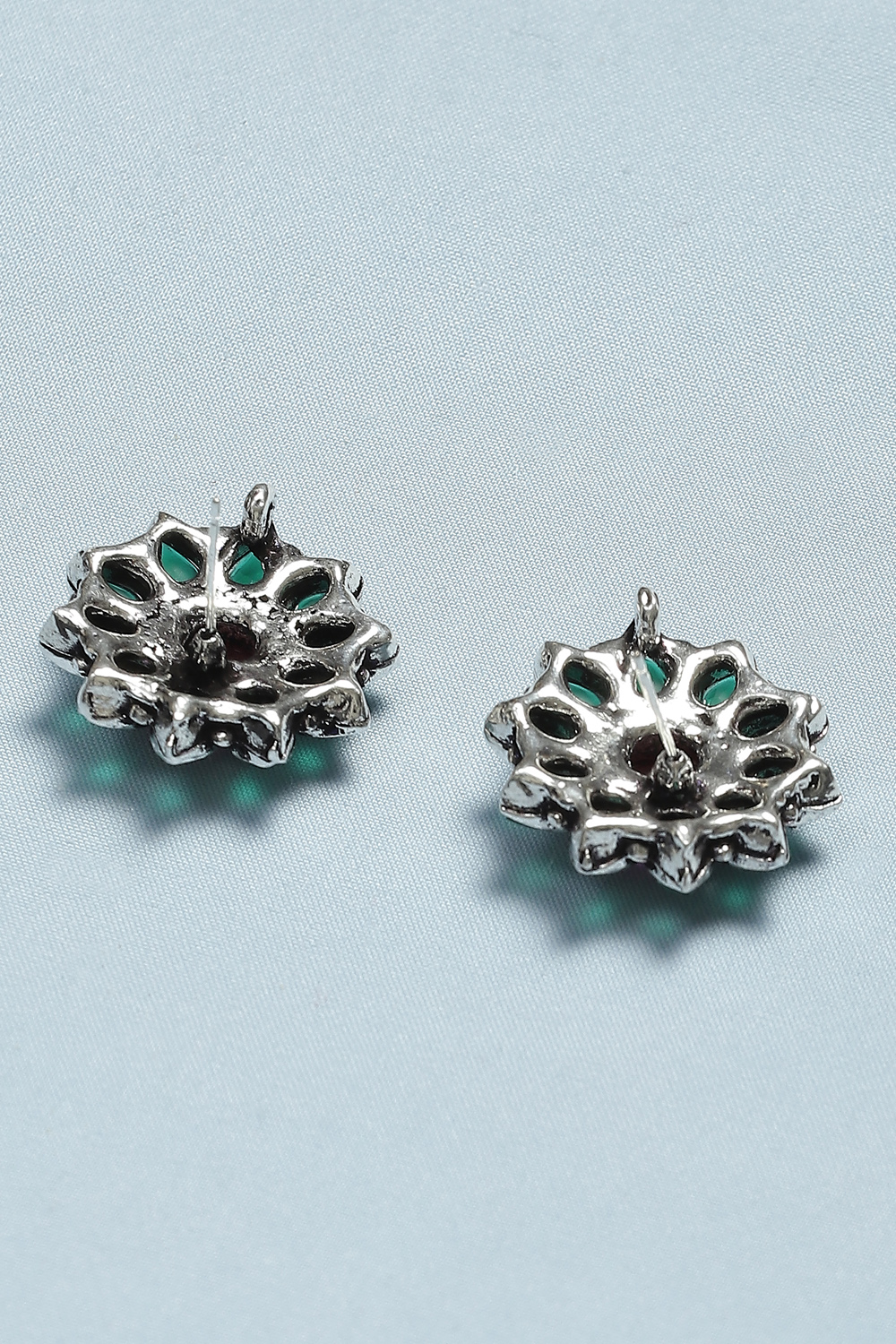 Green Pink Brass Earrings image number 2