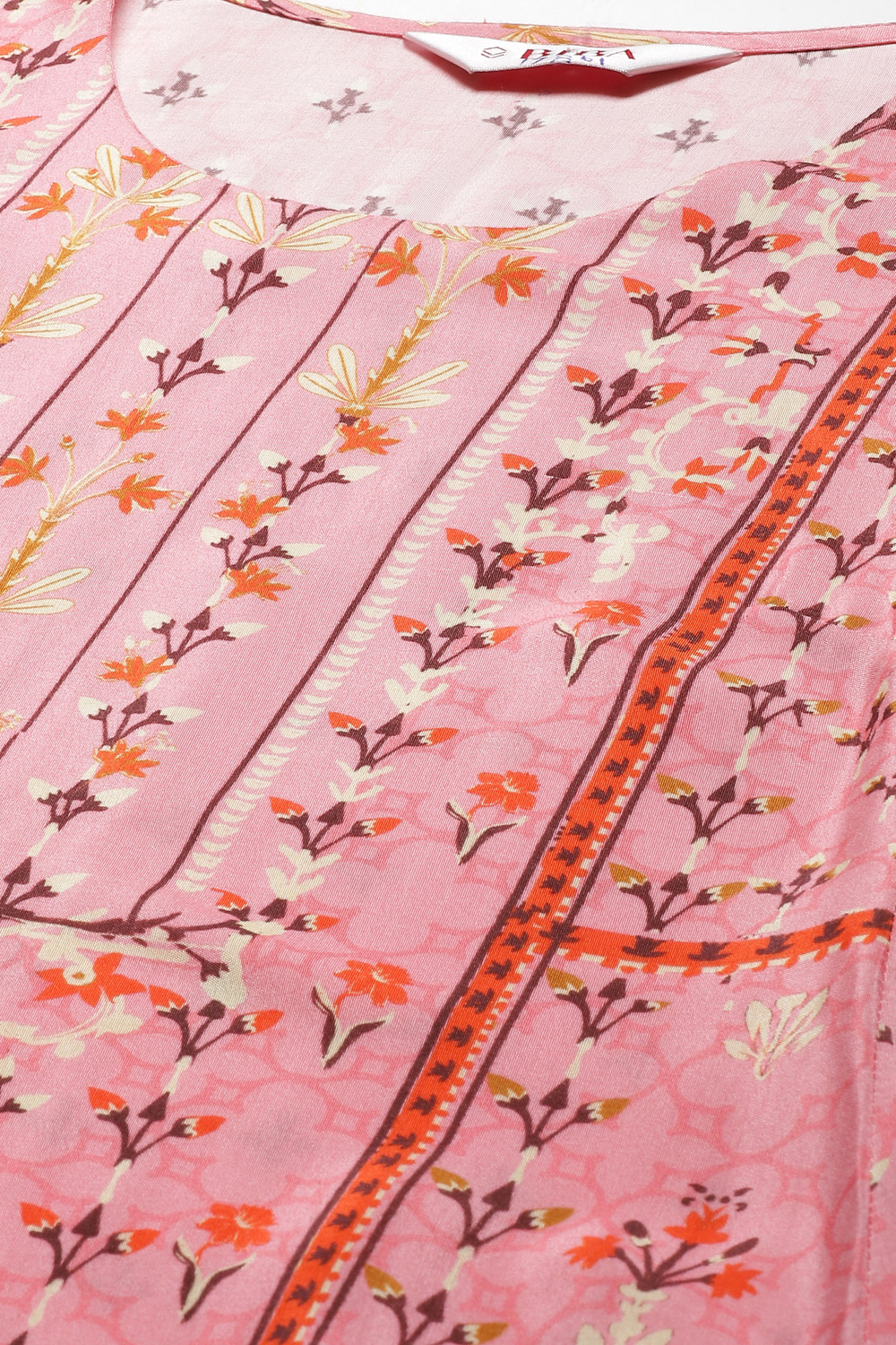 Pink Art Silk Straight Kurta image number 1