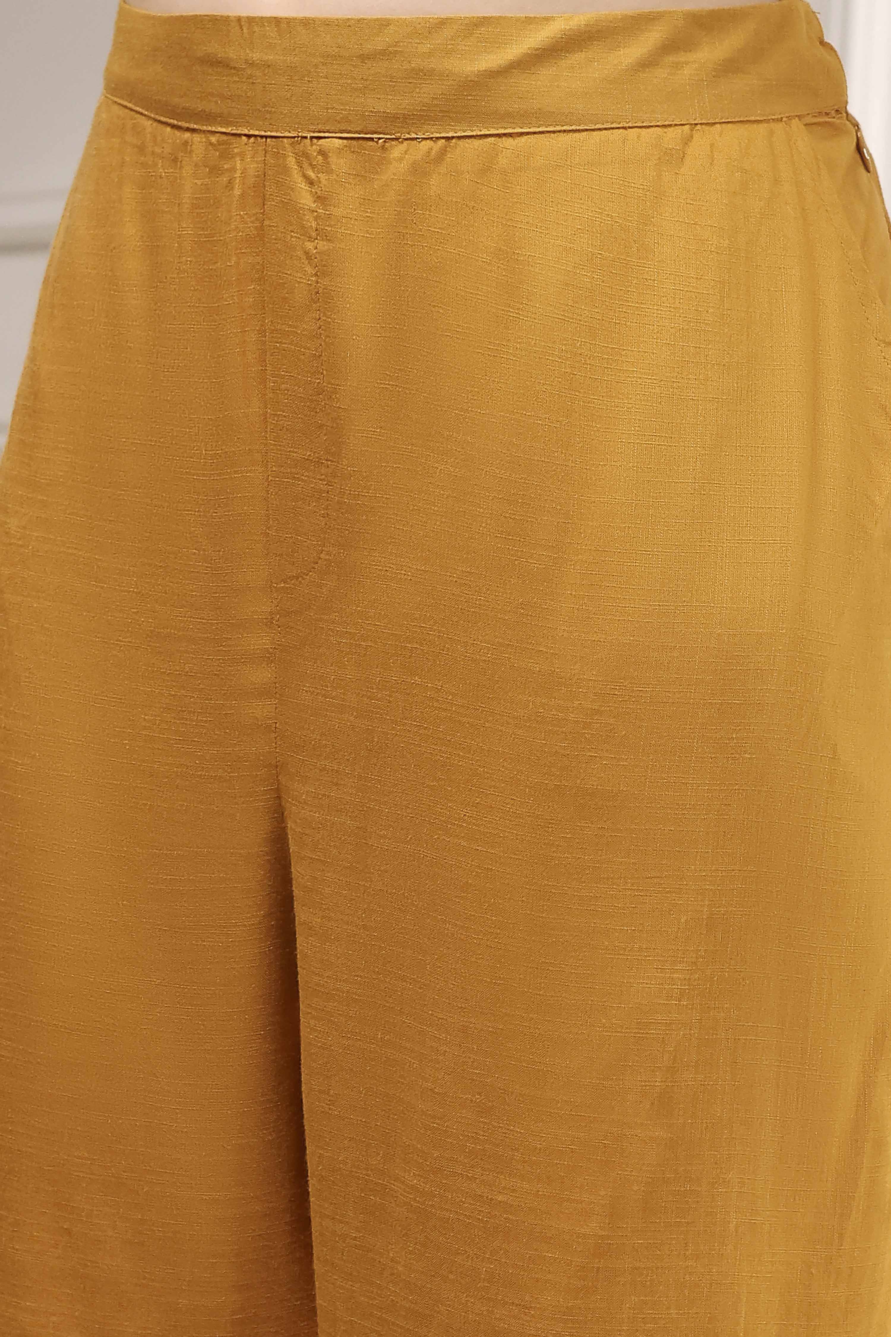 Mustard Yellow Solid A-Line Suit Set image number 2