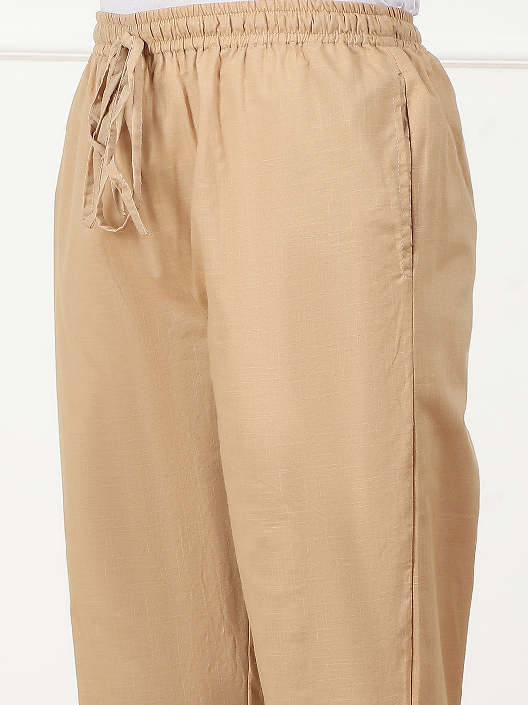 White Cotton Regular Solid Pants image number 1