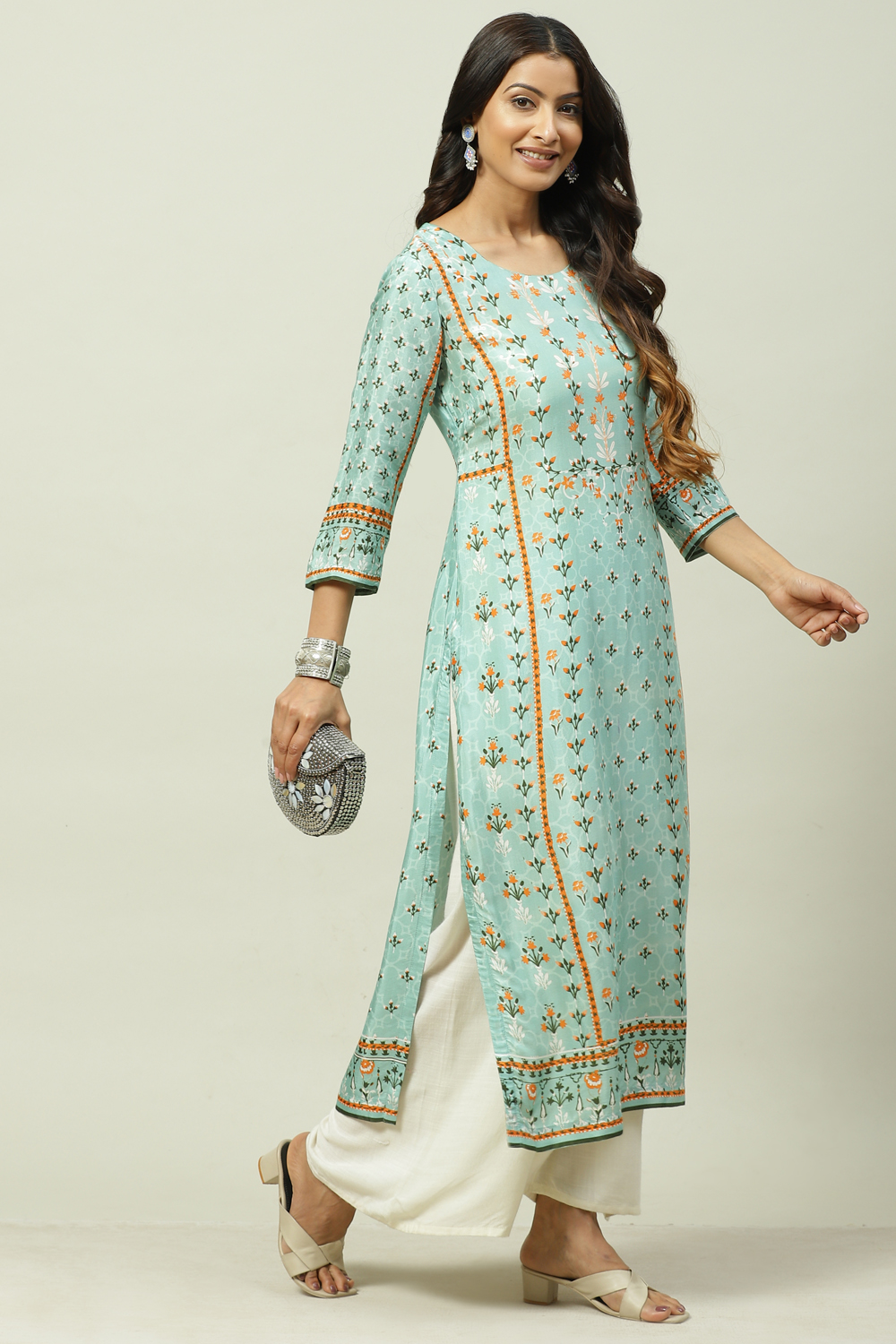 Pink Art Silk Straight Kurta image number 5