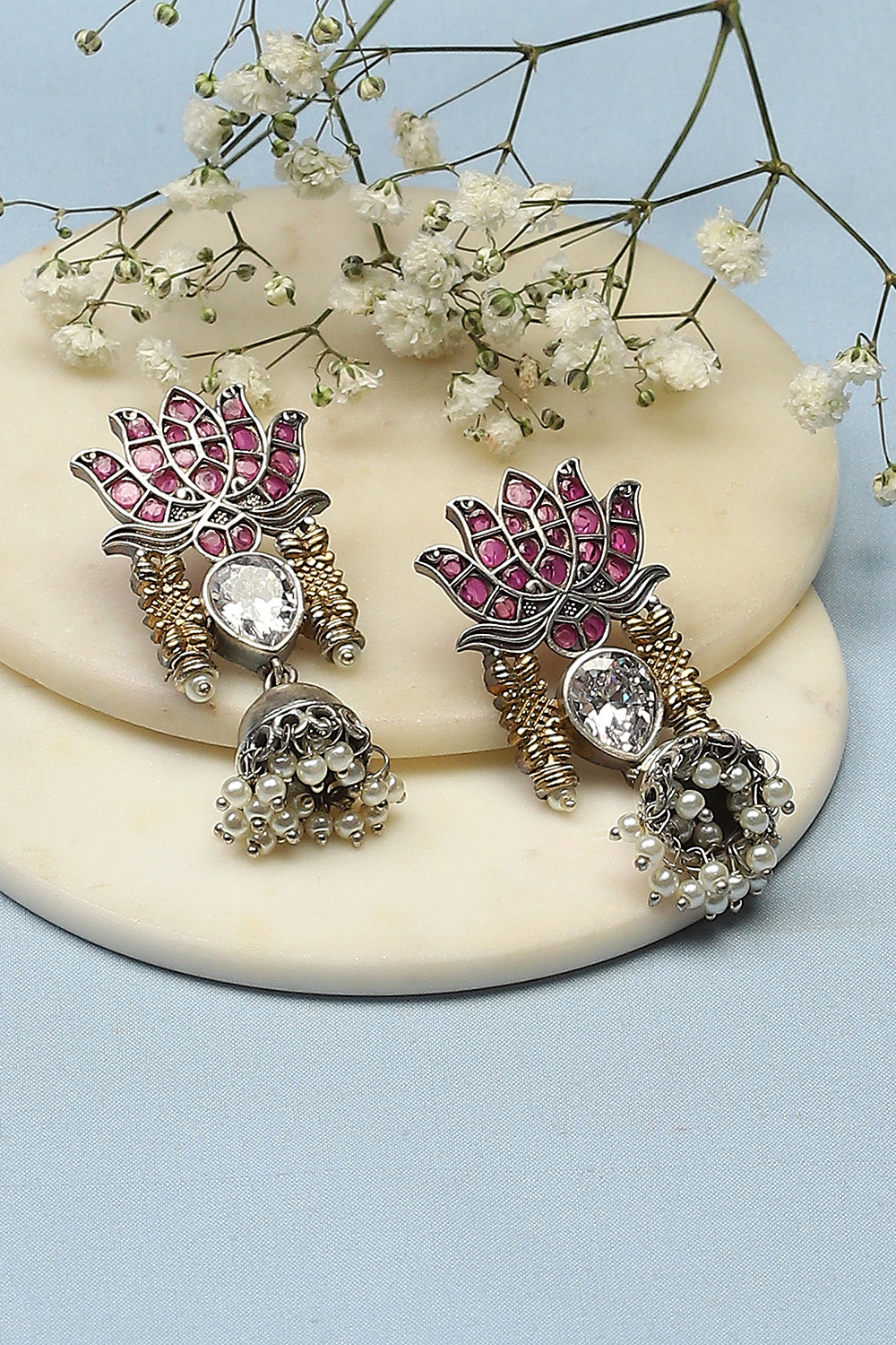 Pink Stone Embellished Earrings image number 0