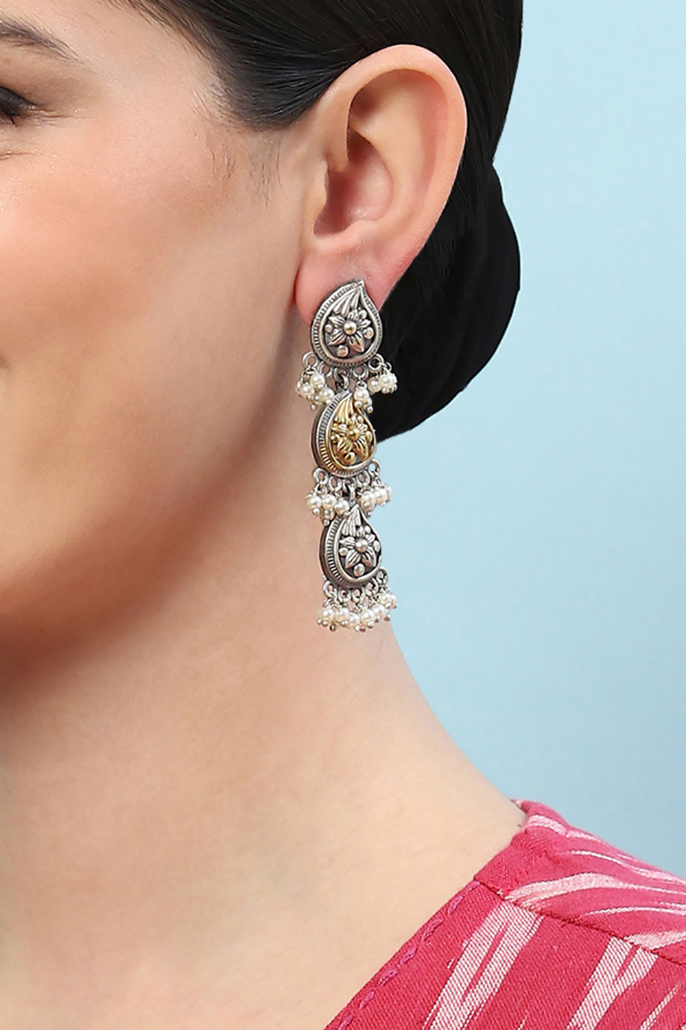 Dual Oxidised Brass Earrings image number 1