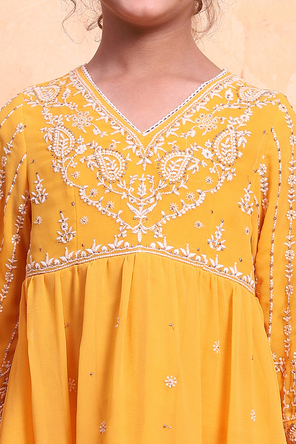 Yellow Polyester Blend Flared Suit Set image number 1