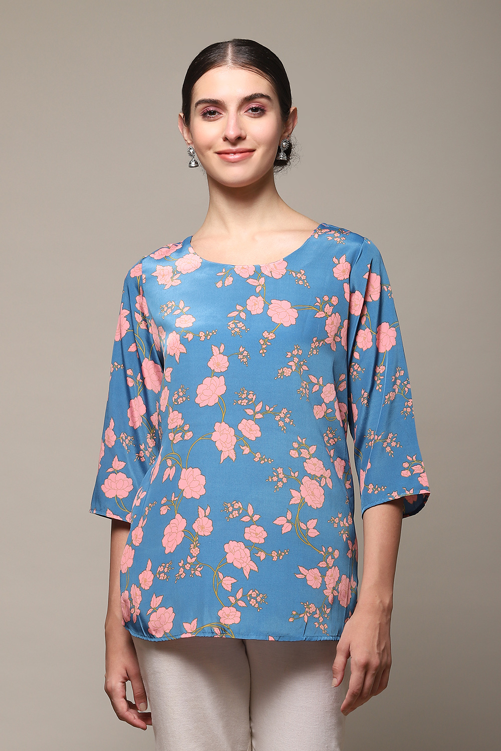 Lavender Printed Straight Kurta Palazzo Suit Set image number 5