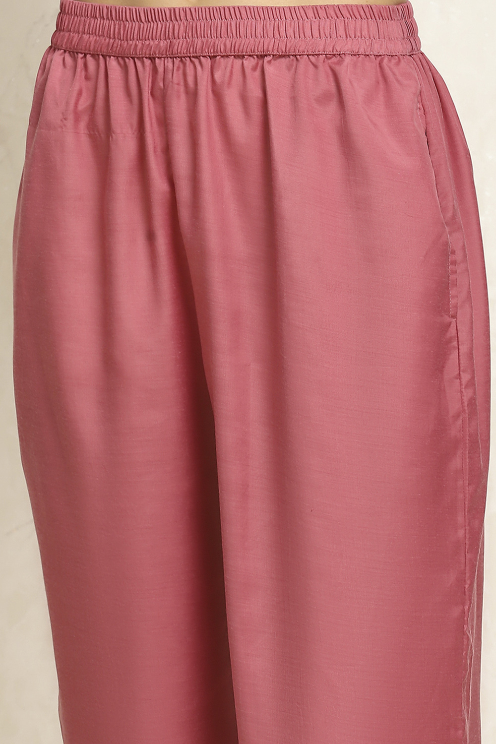 Peach Chanderi Machine Embroidered Unstitched Suit Set image number 3