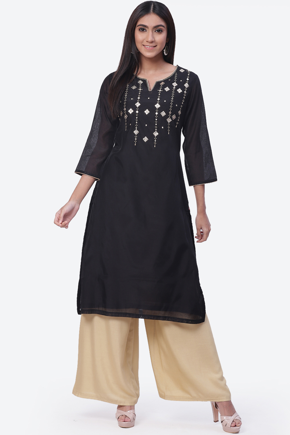 Black Art Silk Kurta image number 0