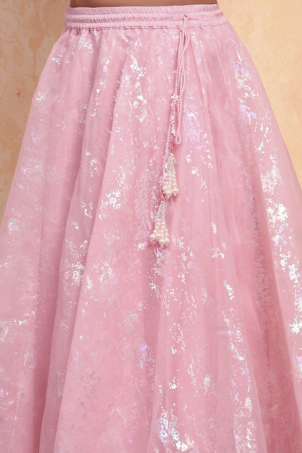 Pastel Pink Shantoon Blouse Lehenga Set image number 2