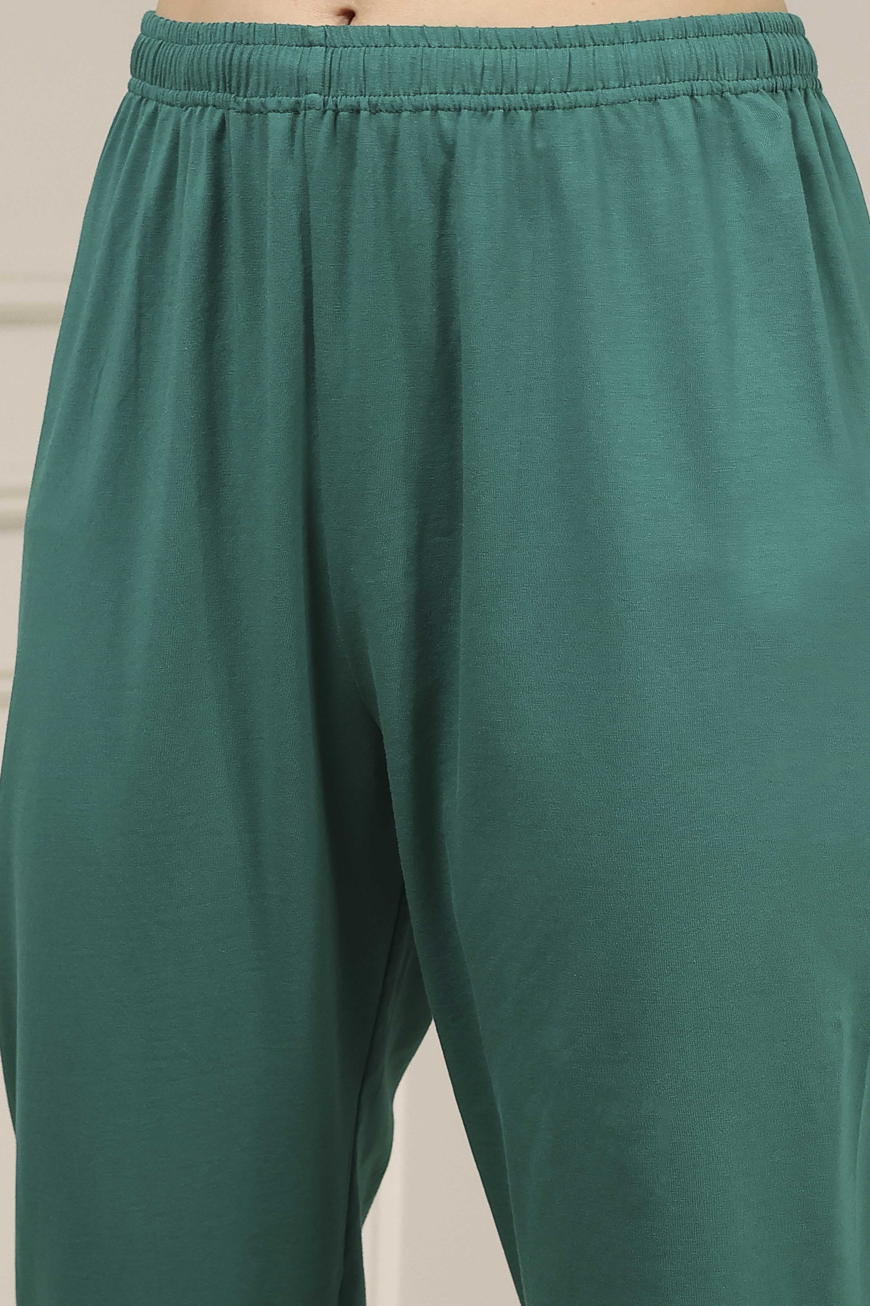 Off-White Cotton Printed Anarkali Suit Set image number 2