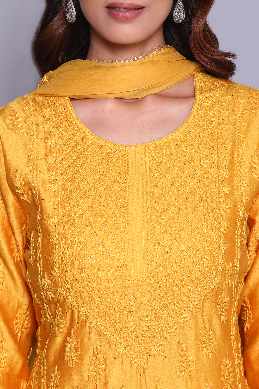 Pink Chanderi Hand Embroidered Unstitched Suit Set image number 1