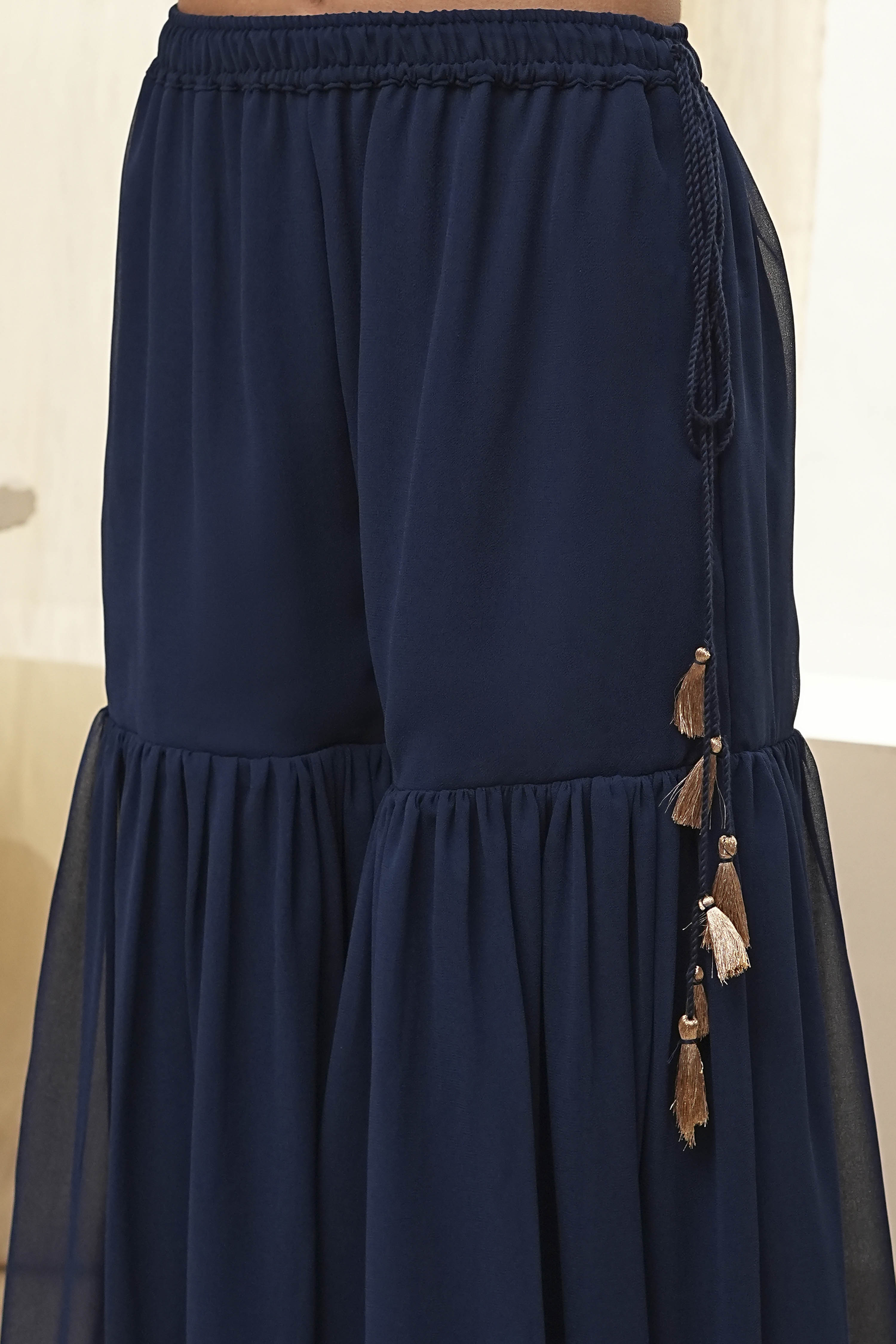 Ochre Yellow Embroidered Straight Suit Set image number 2