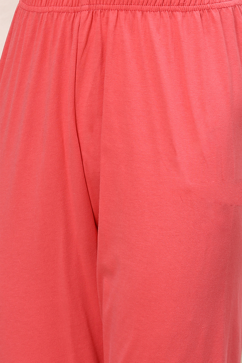 Coral Red Cotton Anarkali Kurta Churidar Suit Set image number 2