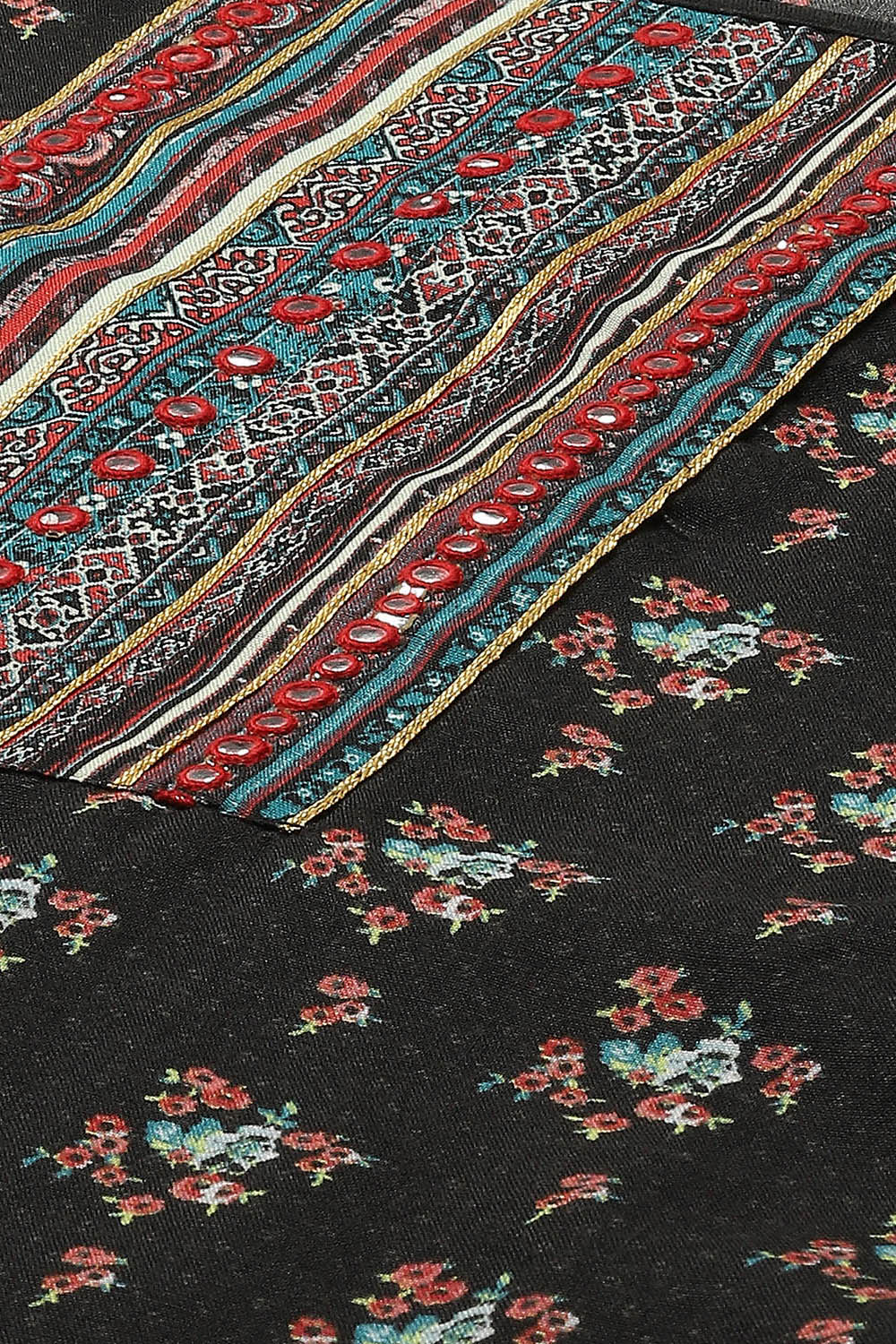 Black Linen Blend Straight Suit set image number 1