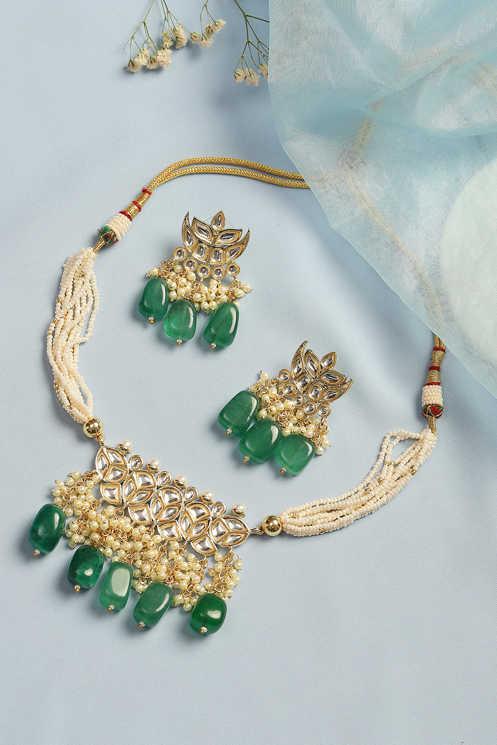 Dark Green Alloy Necklace Set image number 2
