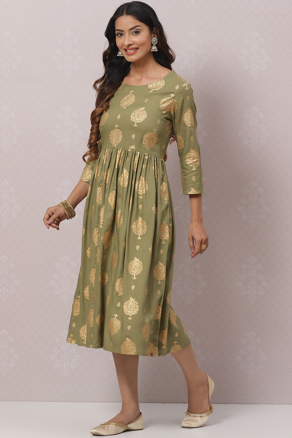 Powder Blue Rayon Printed Kurta Dress image number 2