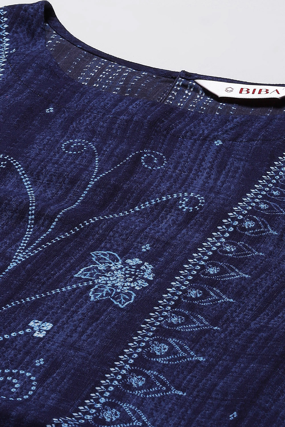 Indigo LIVA Straight Printed Kurta image number 2