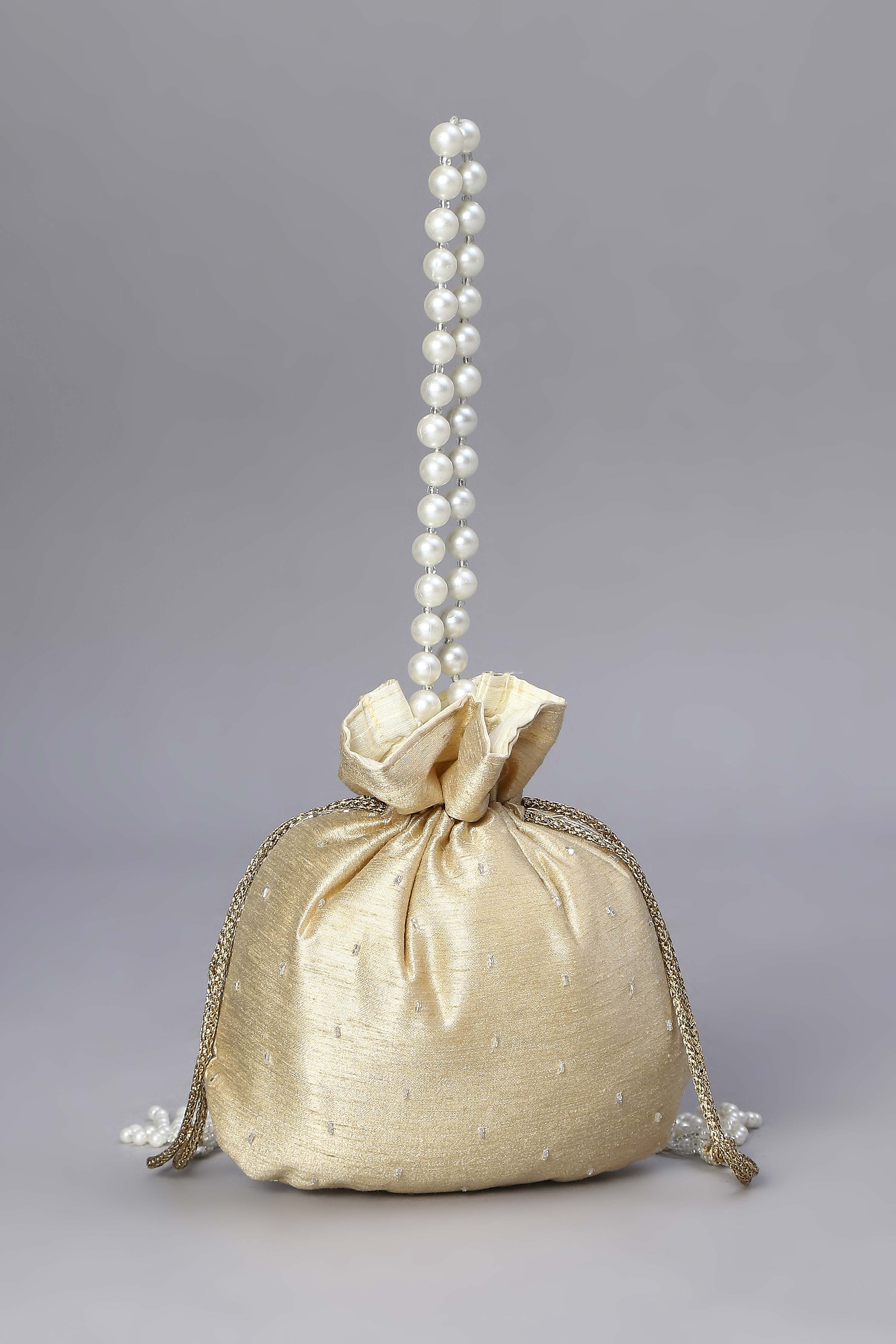 Peach Fabric Potli Bag image number 2