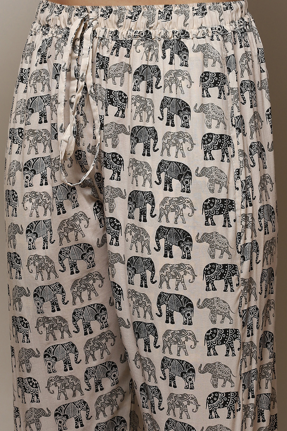 Off White Cotton Handloom Unstitched Suit Set image number 3