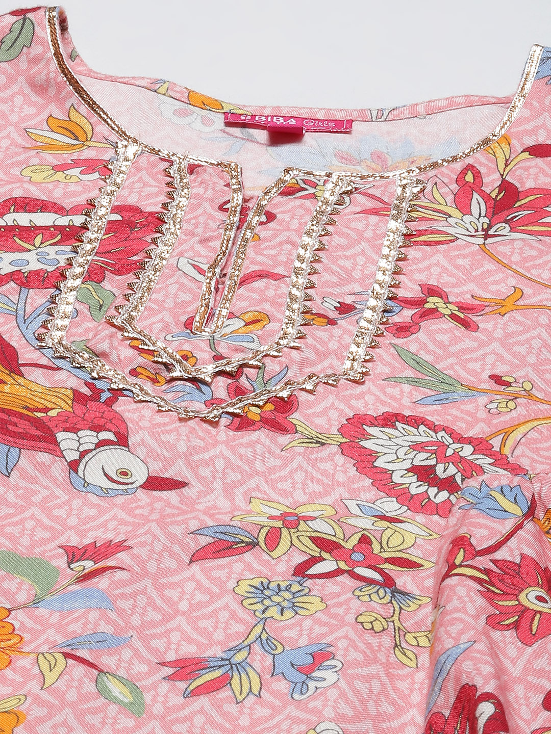 Pink Rayon Flared Printed Kurta image number 1