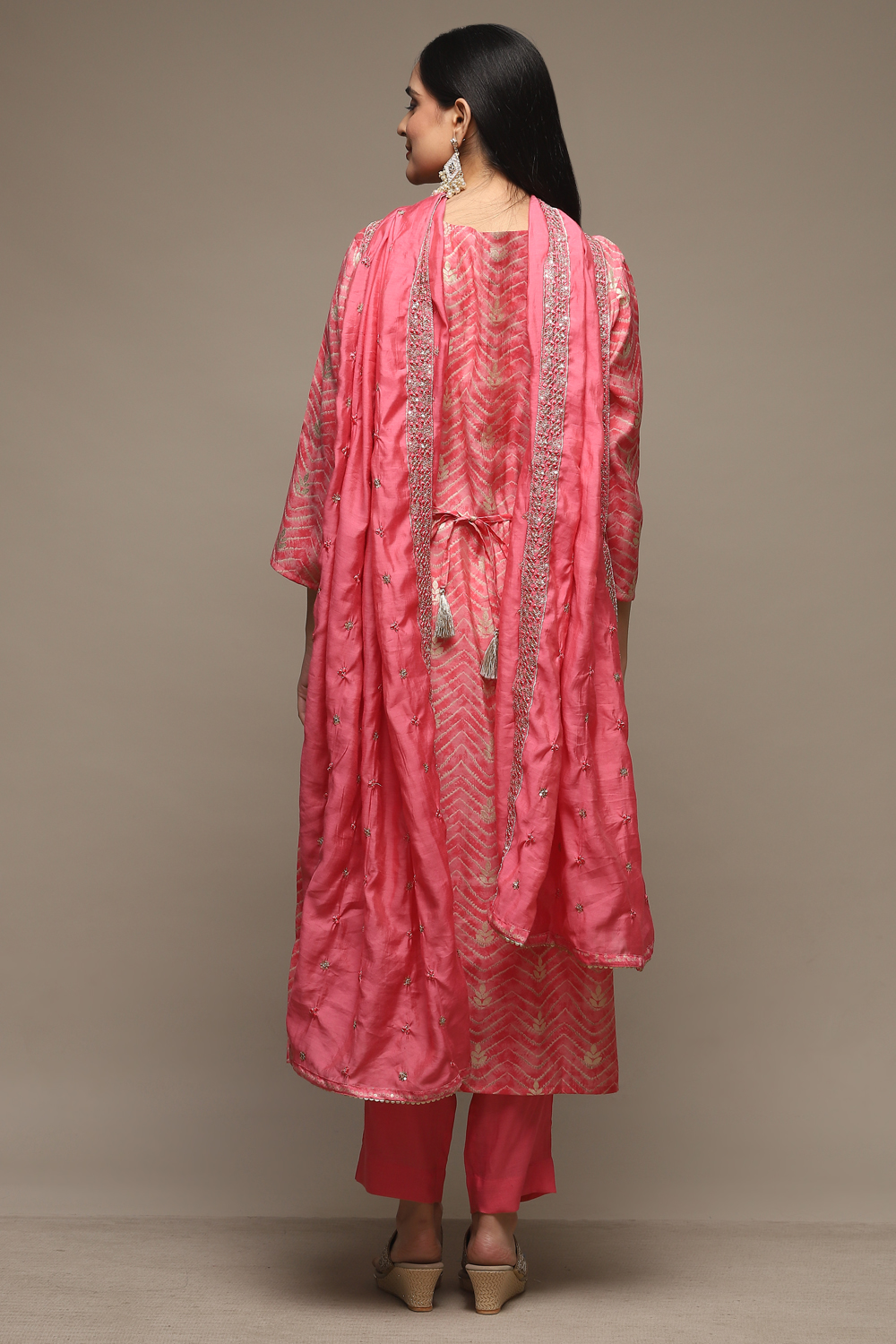 Pink Modal Machine Embroidered Unstitched Suit Set image number 6