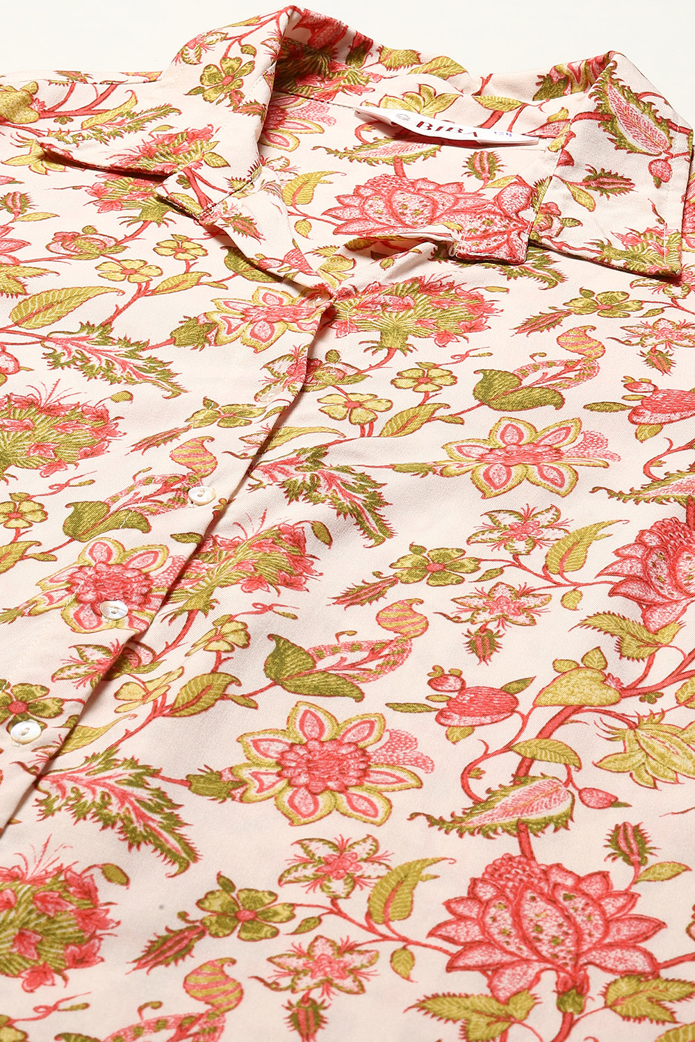 Off White & Red Rayon Printed 2 Piece Sleepwear Set image number 1