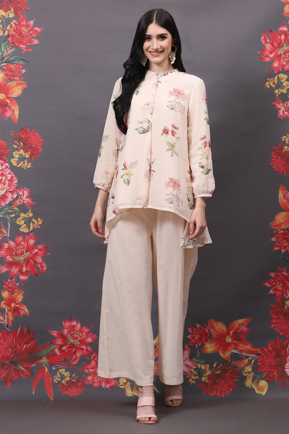 Off White Viscose Co-ord Set image number 6