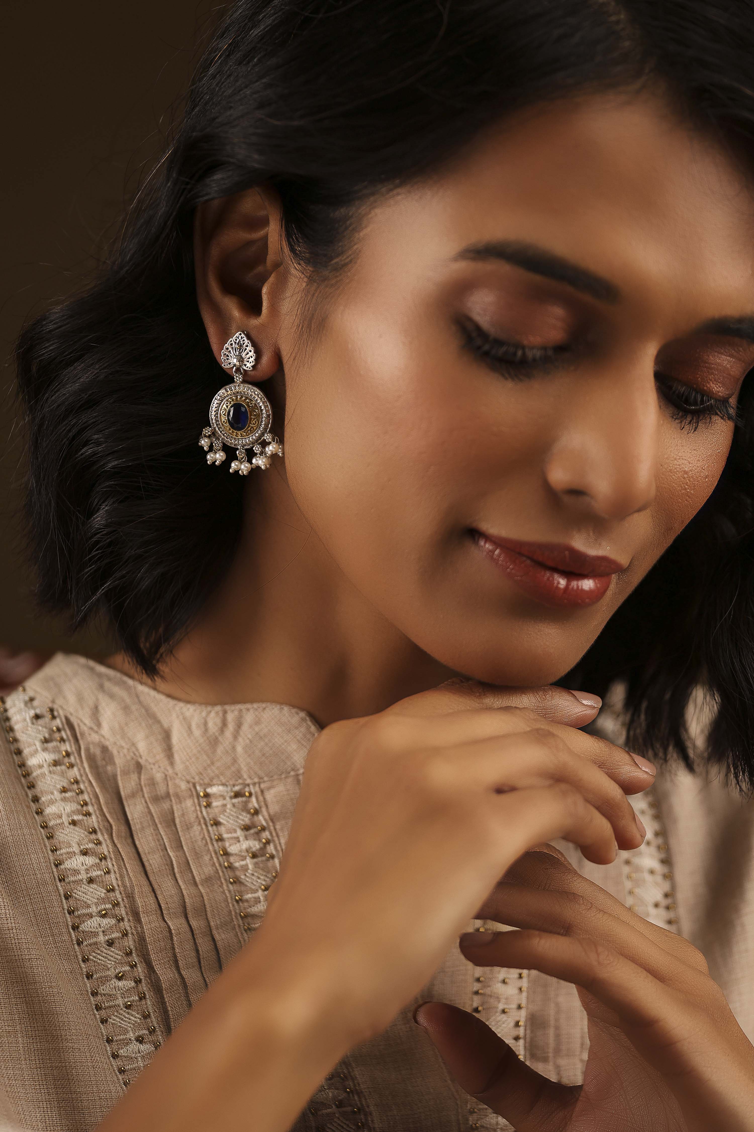 Navy Brass Drop & Danglers image number 3