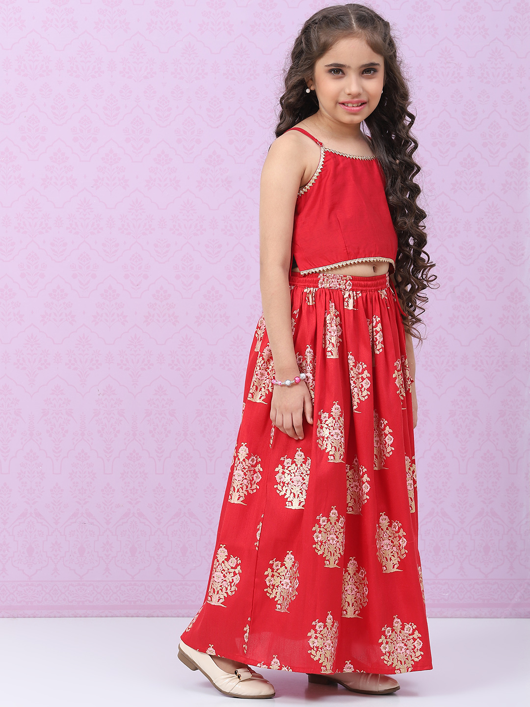 Red Art Silk Lehenga Set image number 5