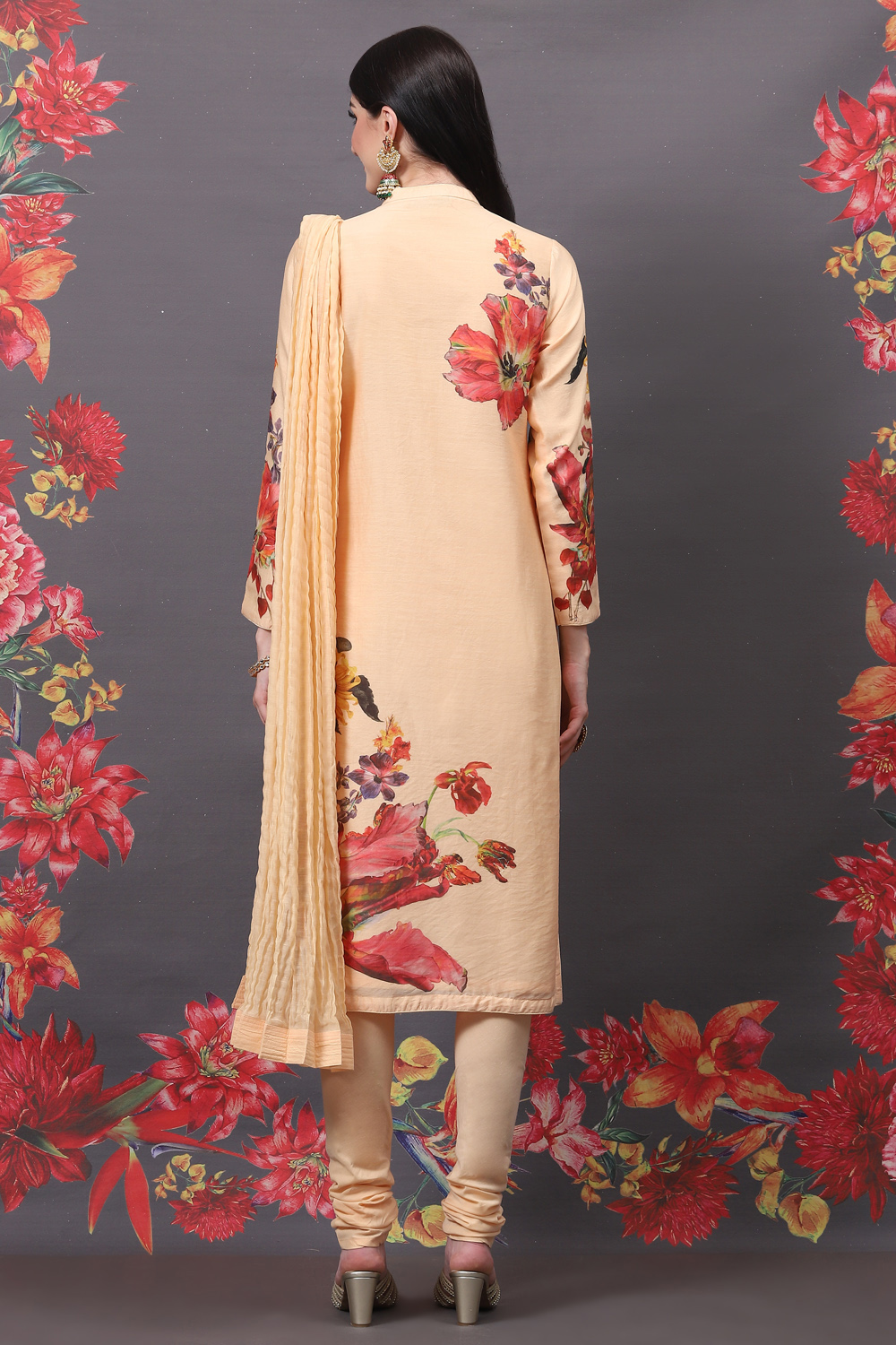 Indigo Cotton Silk Straight Printed Suit Set image number 5