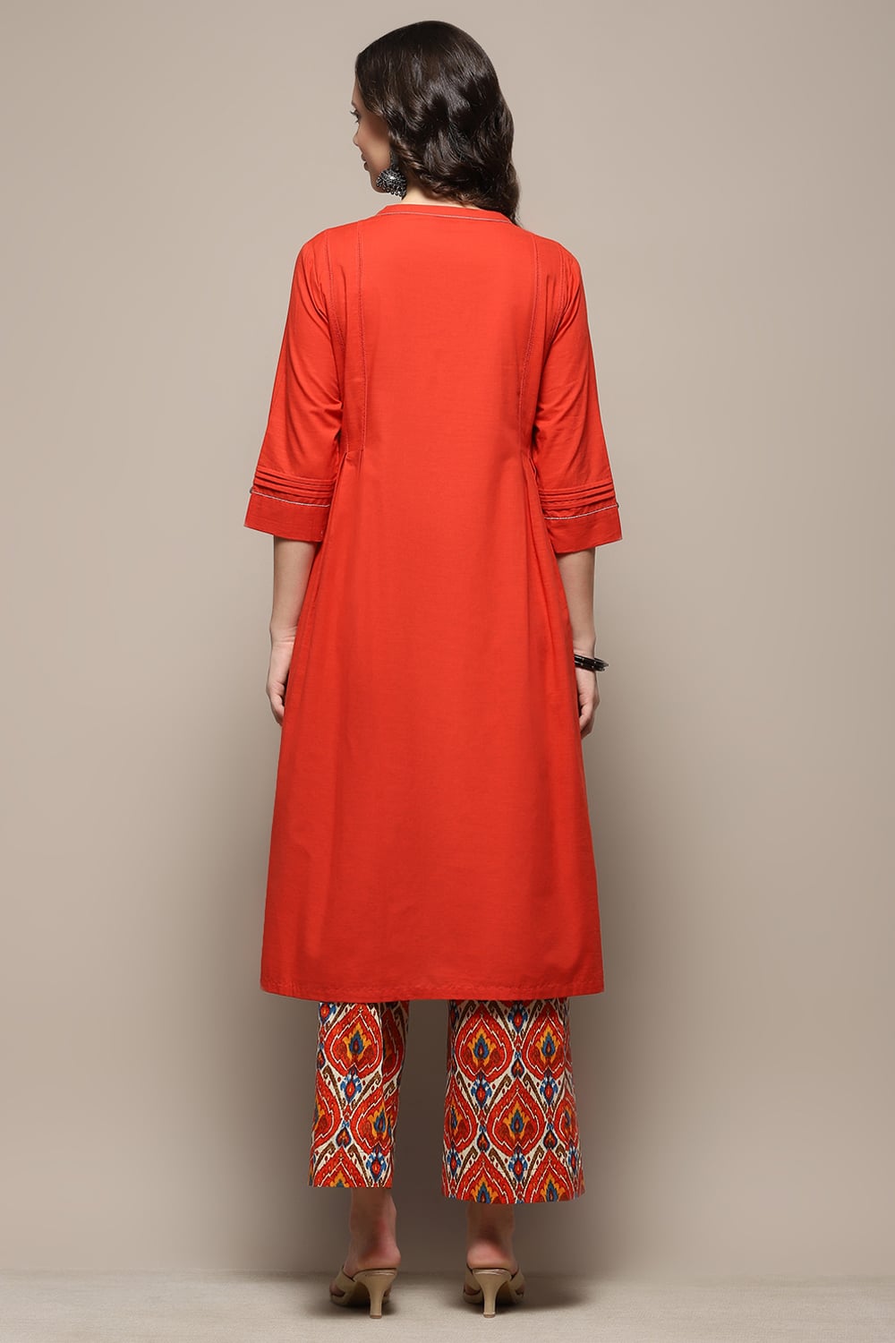 Charcoal Grey Cotton Pleated Kalidar Suit Set image number 6