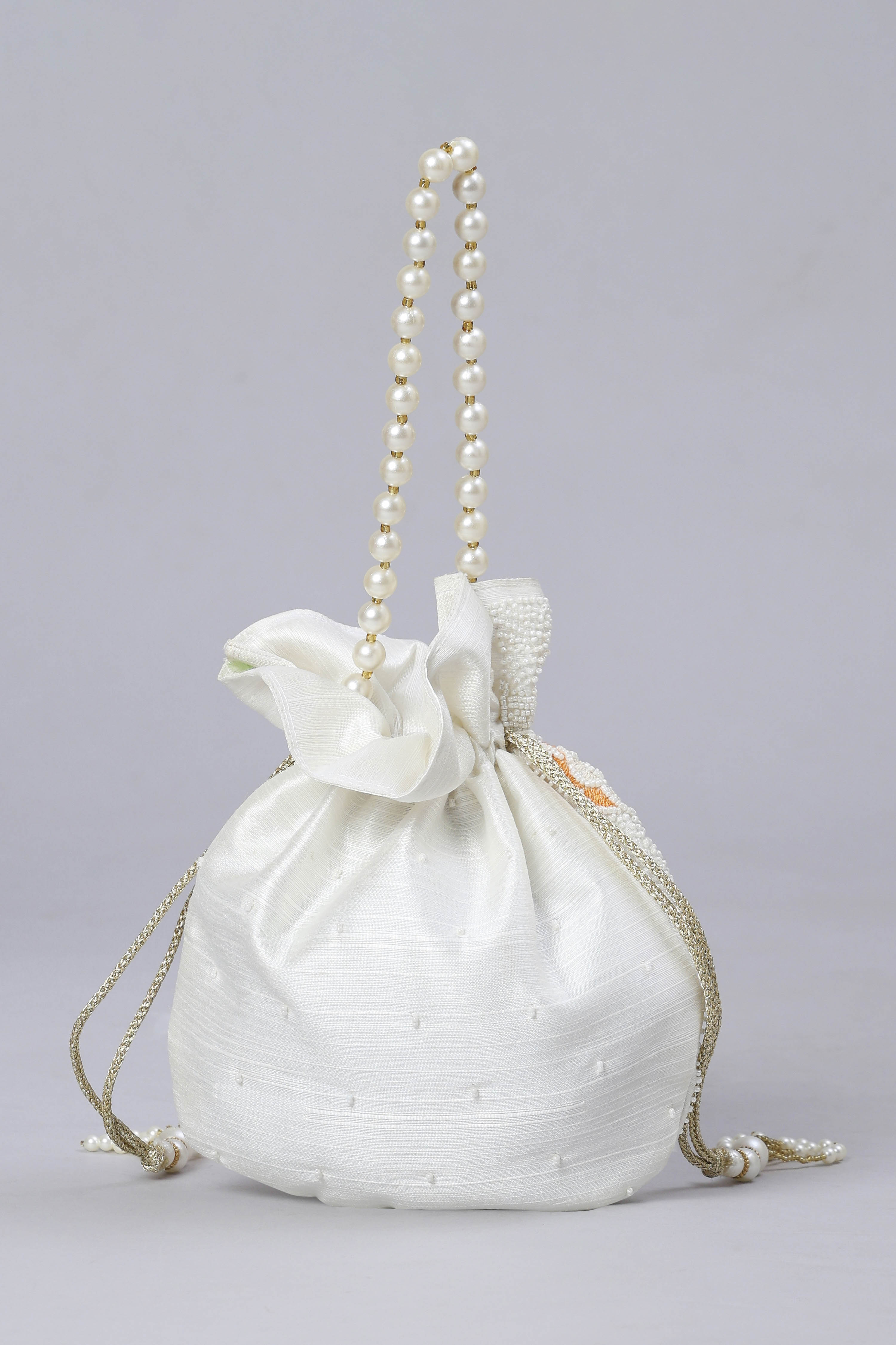 Off White Fabric Potli Bag image number 2