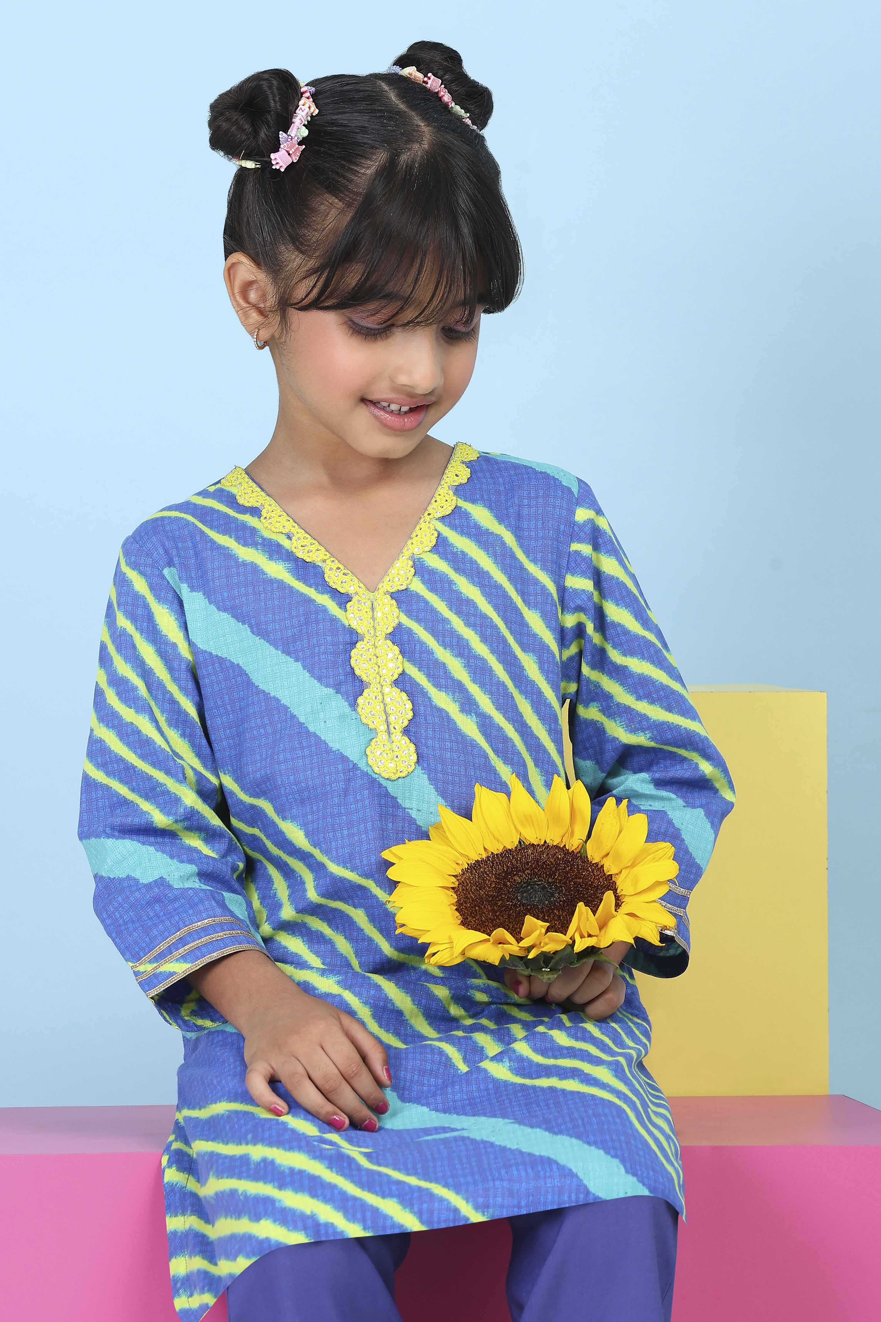 Blue Cotton Striped Straight Suit Set image number 8