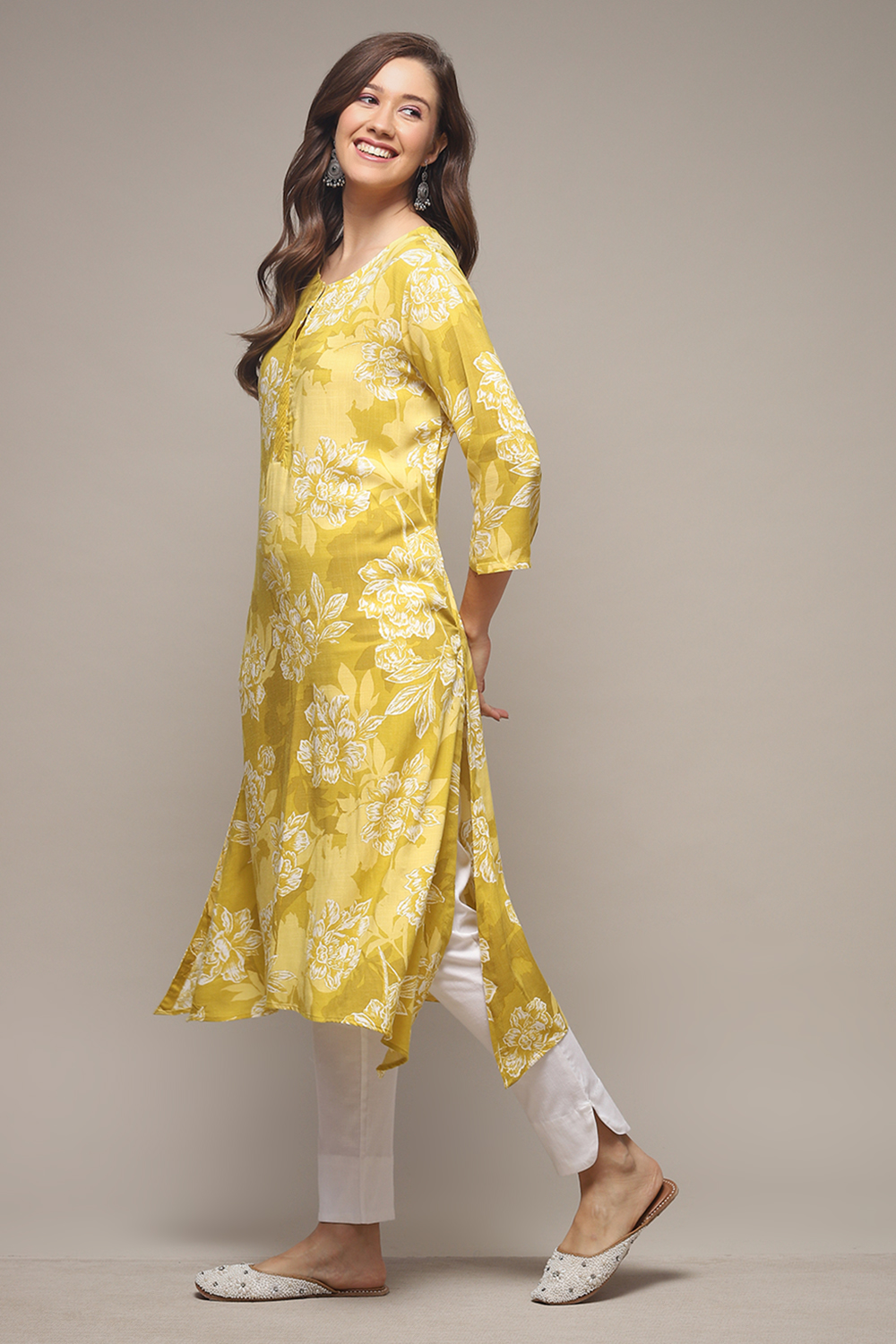 Coral LIVA Straight Printed Kurta image number 3