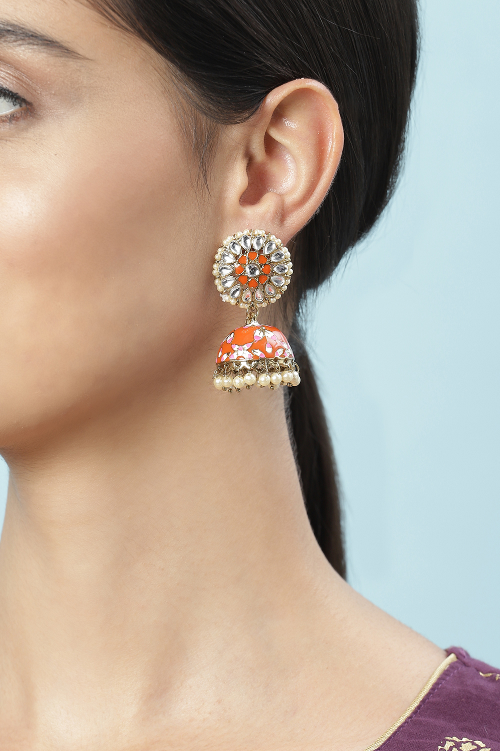 Red Alloy Earrings image number 1