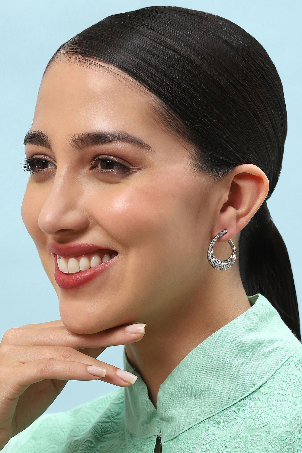 White Brass Earrings image number 1