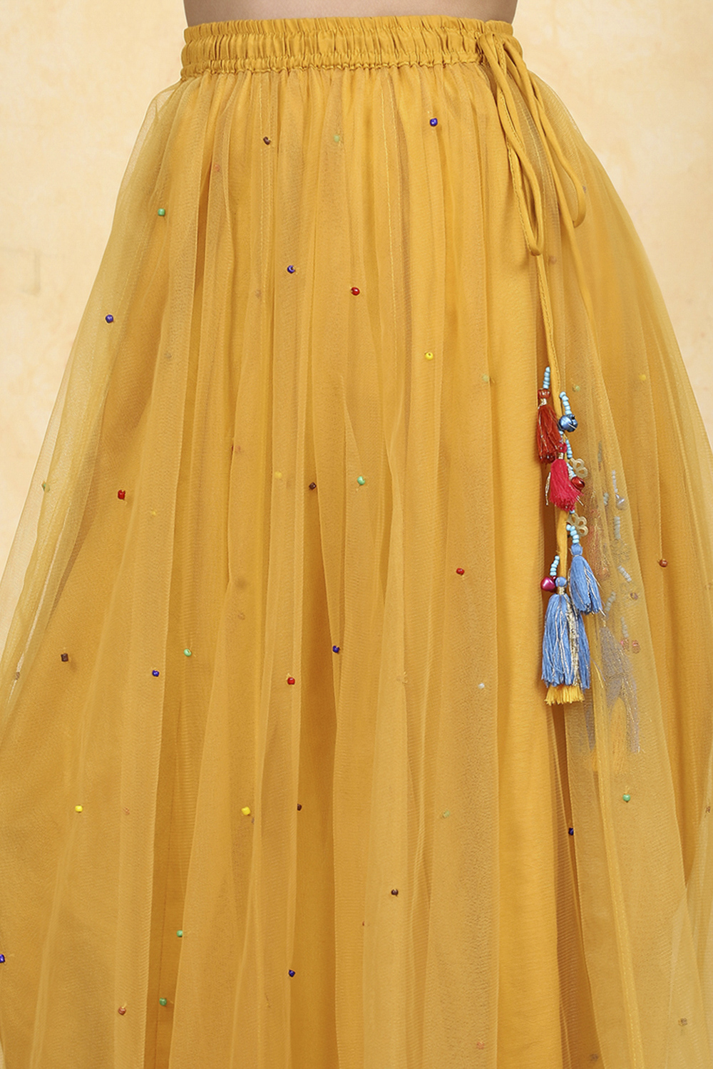 Yellow Polyester Printed Kalidar Lehenga Set image number 2