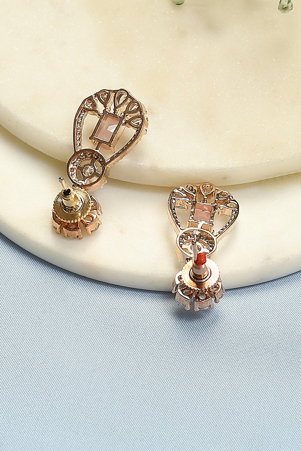 Pink Brass Earrings image number 2