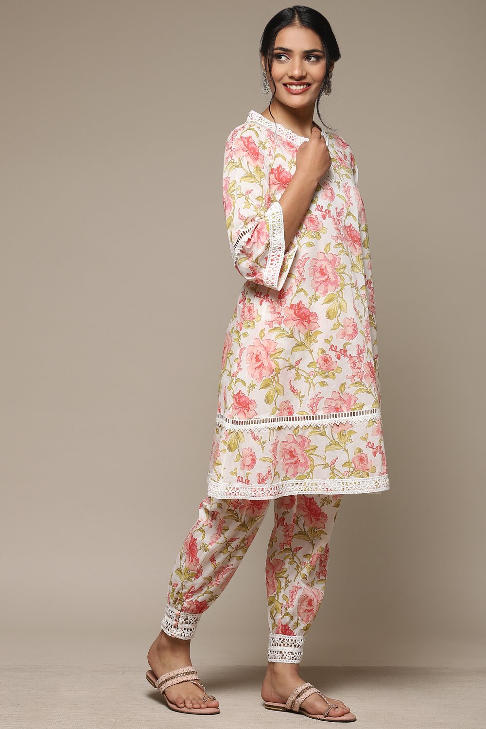 Pink Cotton Floral Straight Co-ord Set image number 5