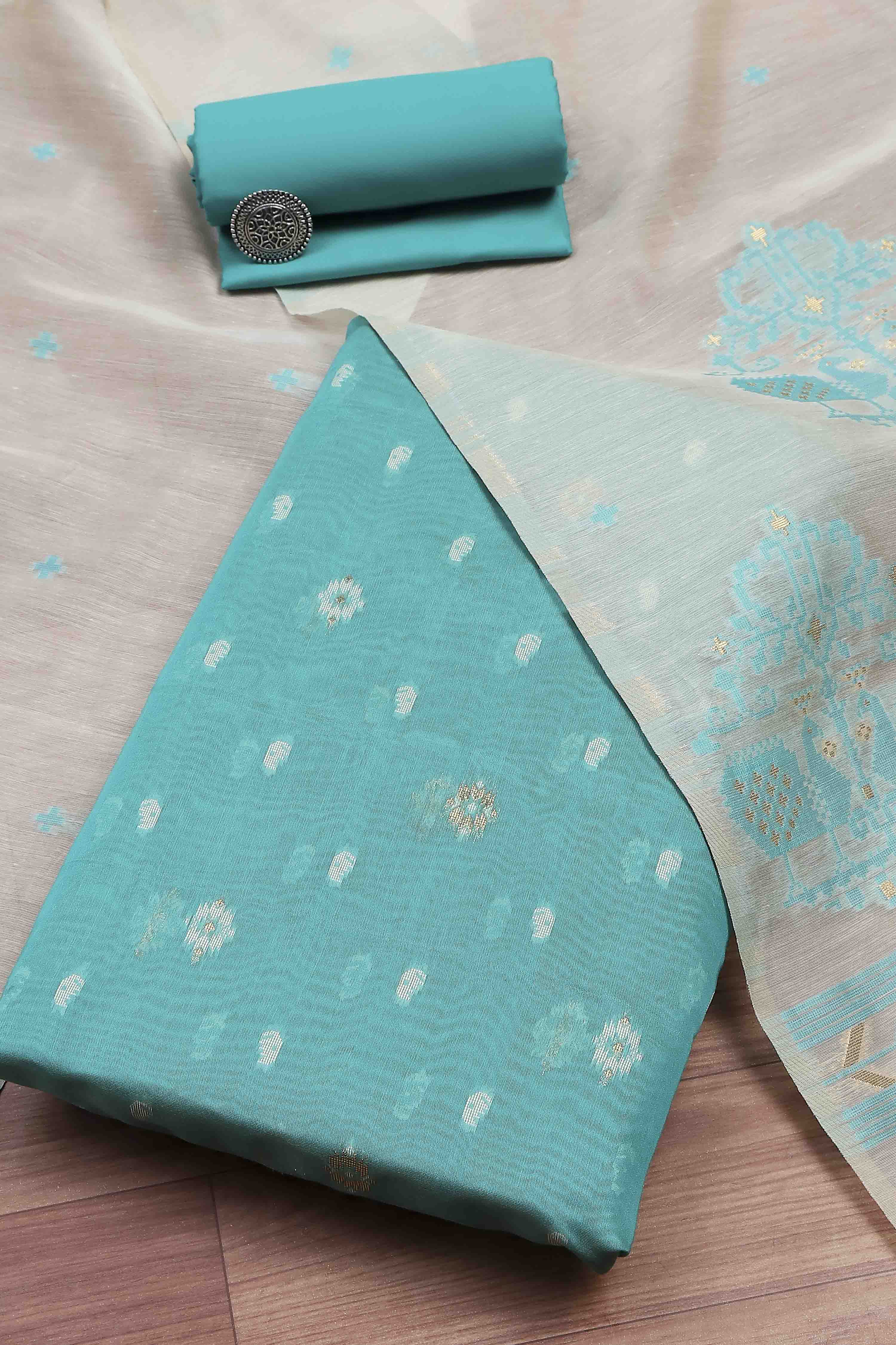 Rani Cotton Jamdani Unstitched Suit Set image number 0