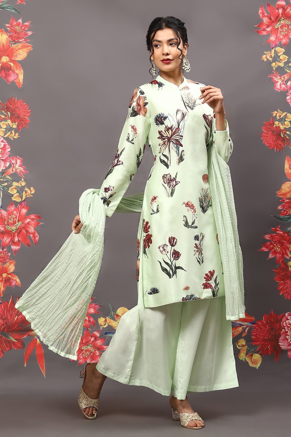 Off White Cotton Blend Straight Kurta Suit Set image number 6