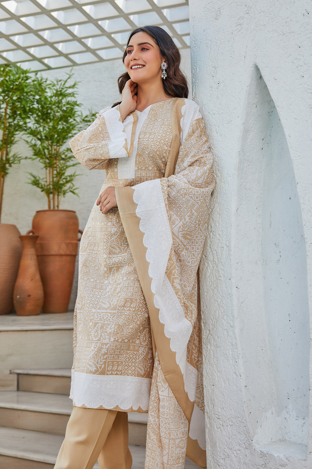 Mauve Cotton Blend Digital Print Unstitched Suit Set  image number 5