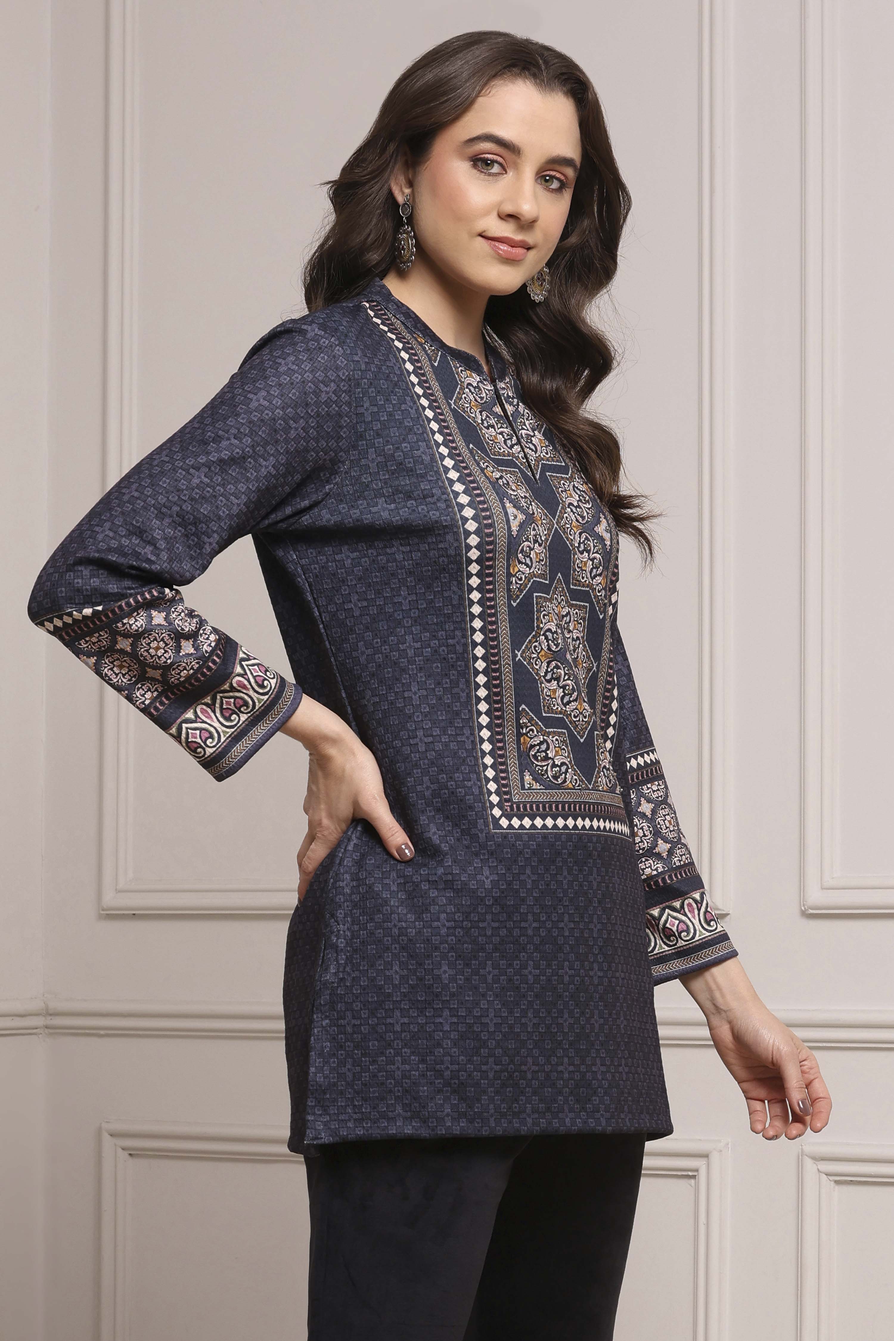 Pink Polyester Printed Kurta image number 4