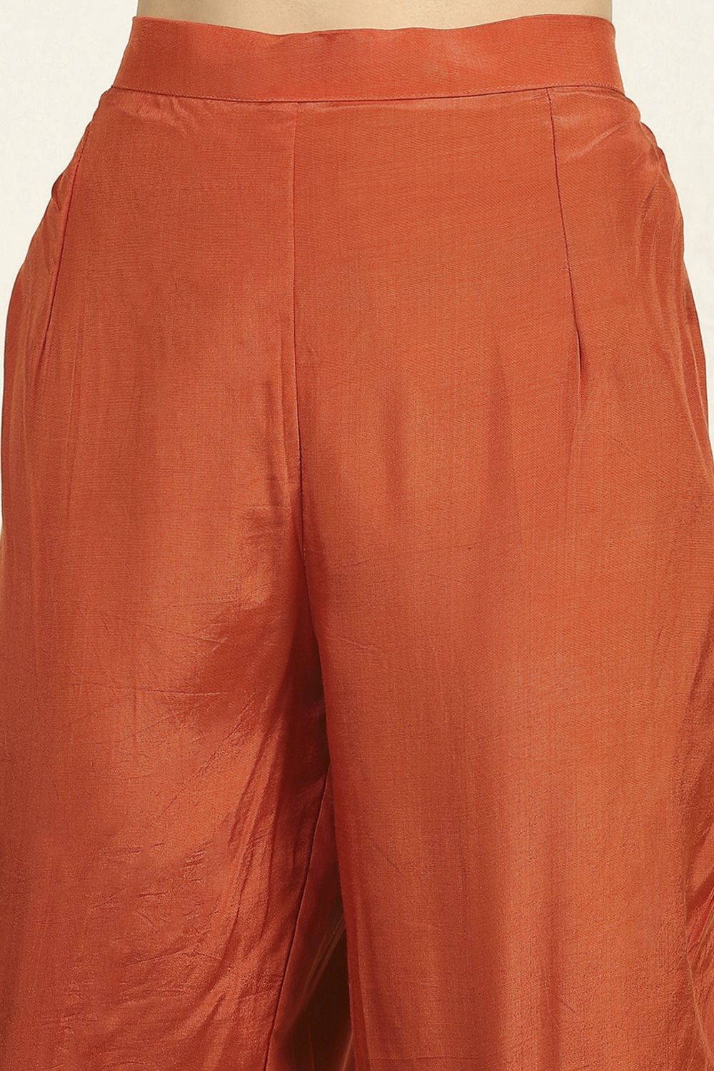 Rust Chanderi Unstitched Suit Set image number 3