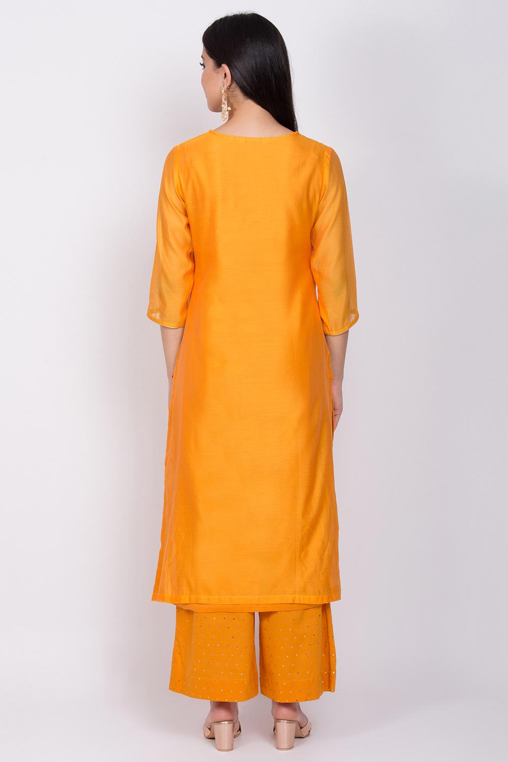 Blue Straight Kurta Palazzo Suit Set image number 4