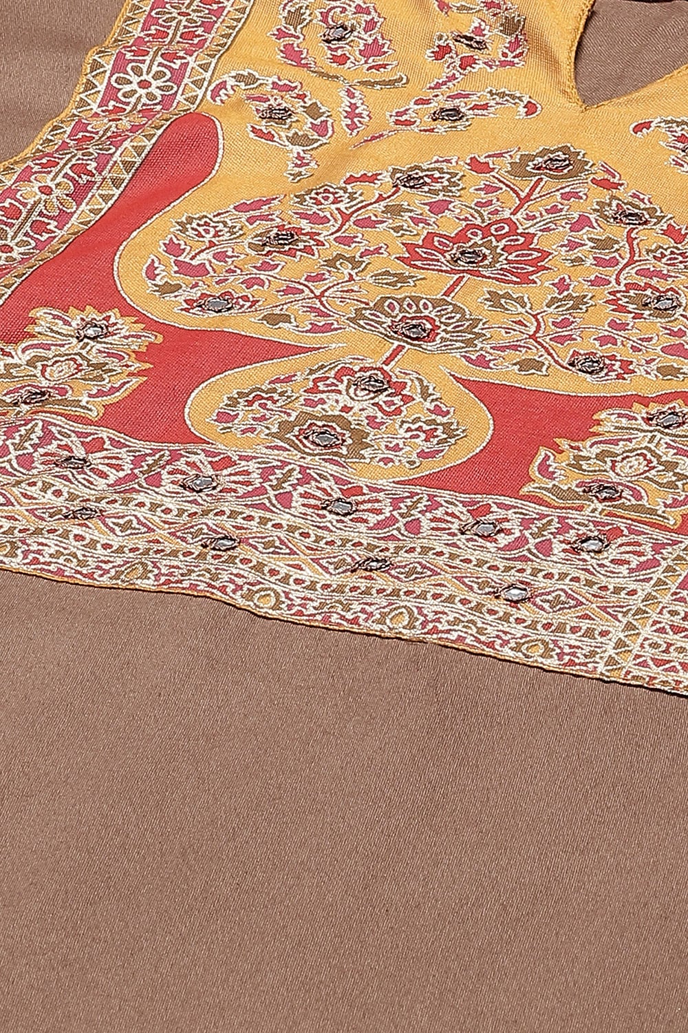 Brown Cotton Blend Digital Print Unstitched Suit Set image number 1
