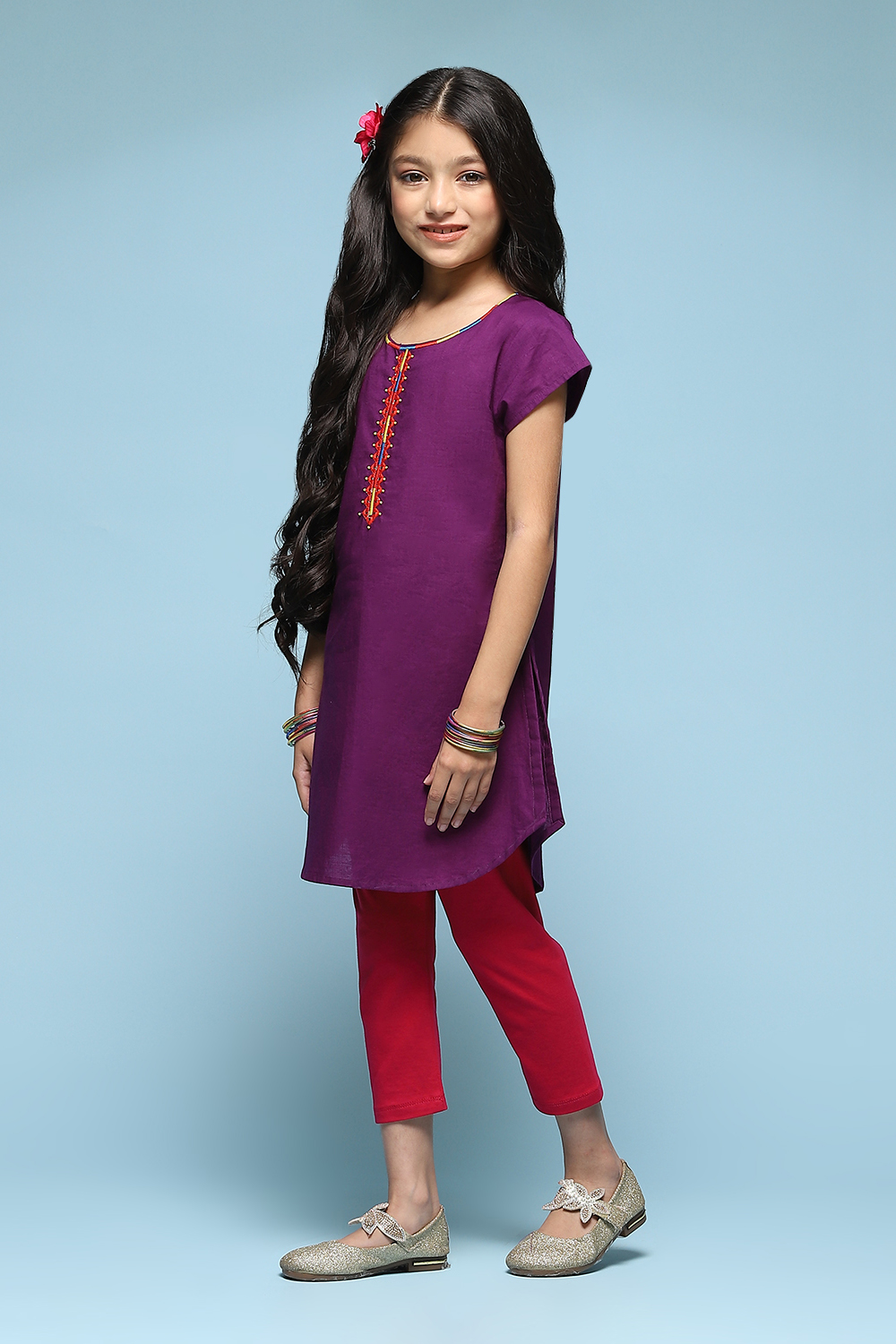 Blue Cotton Straight Solid Kurta Set image number 3